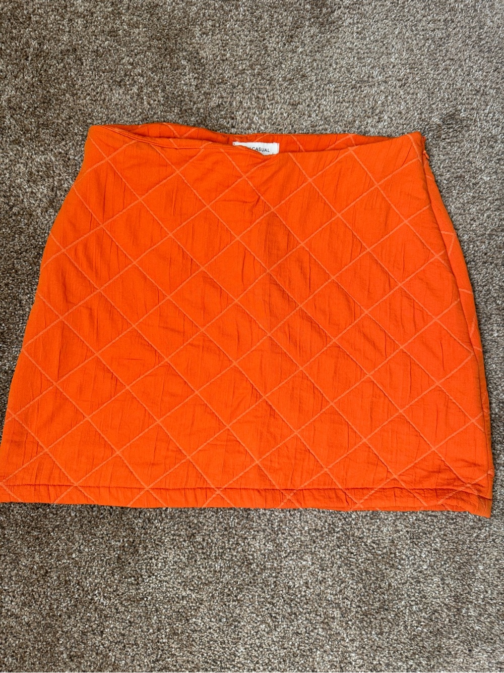 Lc Waikiki Quilted Orange Mini Skirt - Women's